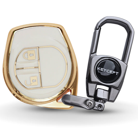 Gold Line TPU Key Cover for Swift, Dzire, Ertiga, Baleno, Celerio With Keychain.