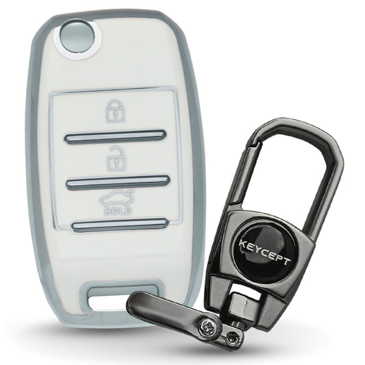 Kia Silver Line TPU Key Cover with Keychain