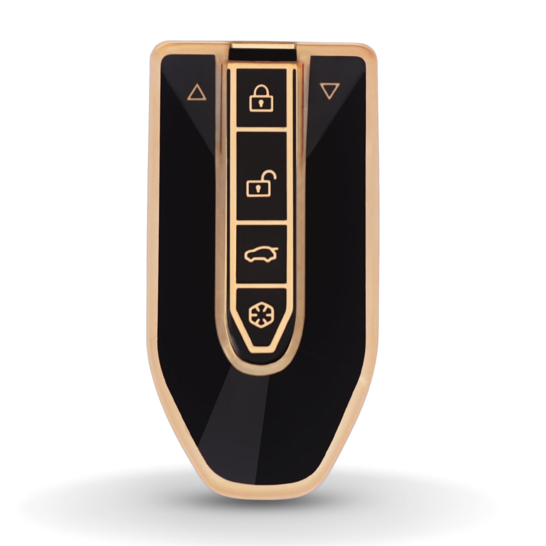 Keycept Gold Line TPU Key Cover Compatible with Mahindra XUV |  BE6  XEV 9 - 4 Button Smart Key.