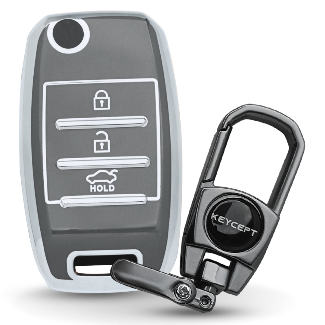 Kia Silver Line TPU Key Cover with Keychain