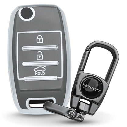 Kia Silver Line TPU Key Cover with Keychain