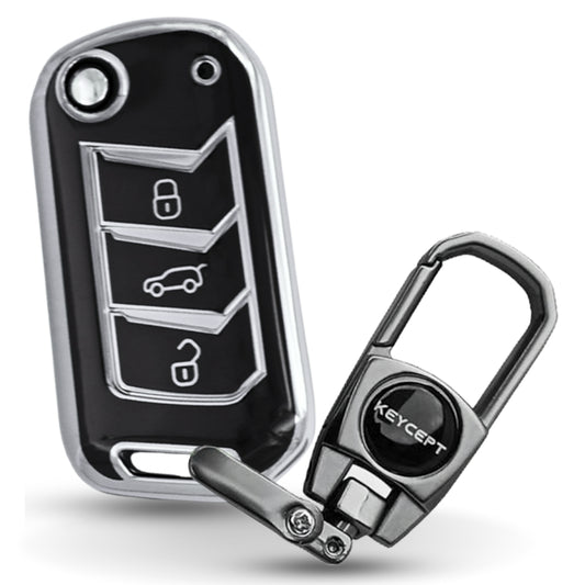 Mahindra Silver Line TPU Key Cover With Keychain