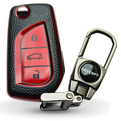 Toyota TPU Leather Key Cover with Keychain