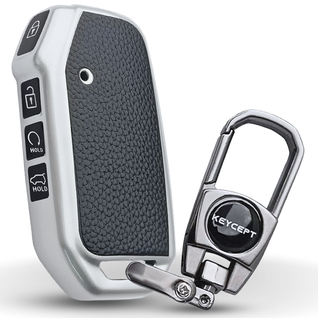 Kia TPU Leather Key Cover with Keychain. (Type 2)