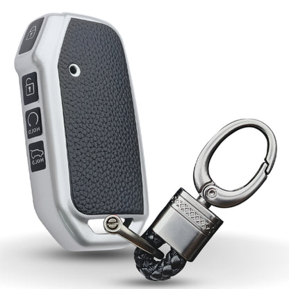 Kia TPU (Artificial) Leather Key Cover with Keychain. (Type 4)