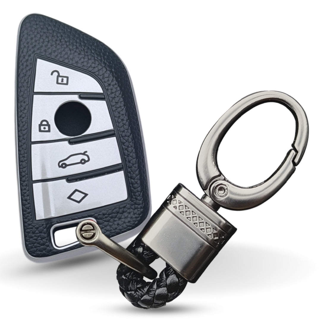 BMW TPU (Artificial) Leather Key Cover with Keychain. (Type 4)