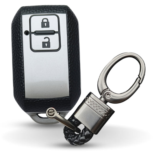 Suzuki TPU (Artificial) Leather Key Cover with Keychain (Type 4)