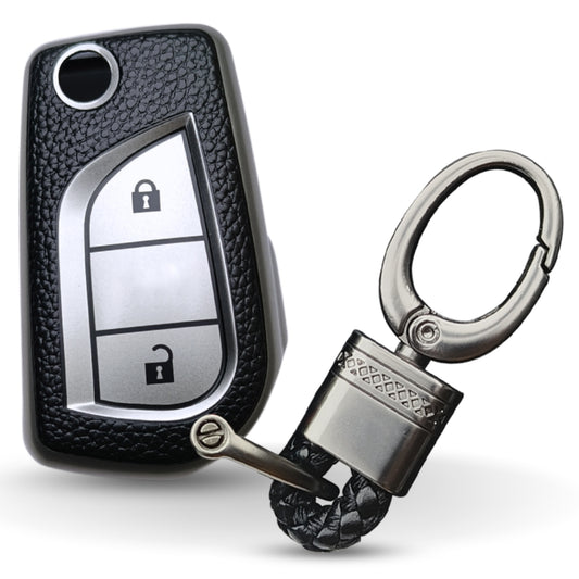 Toyota TPU (Artificial) Leather Key Cover with Keychain