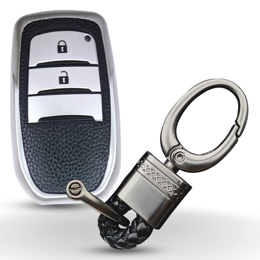 Toyota TPU (Artificial) Leather Key Cover with Keychain (Type 4)