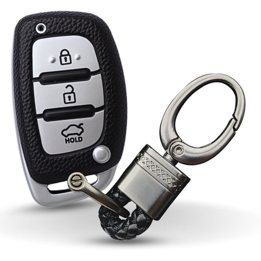 Hyundai TPU (Artificial) Leather Key Cover with Keychain (Type 4)