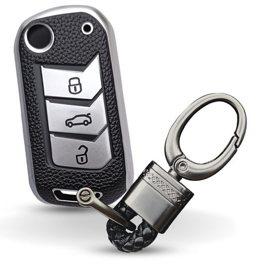 Mahindra TPU (Artificial) Leather Key Cover with Keychain. (Type 4)