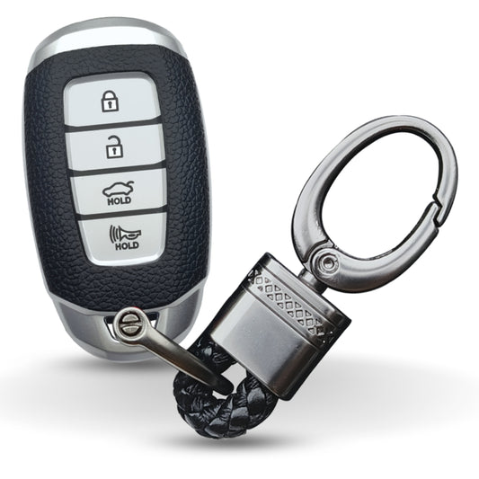 Hyundai TPU (Artificial) Leather Key Cover and Keychain. (Type 4)