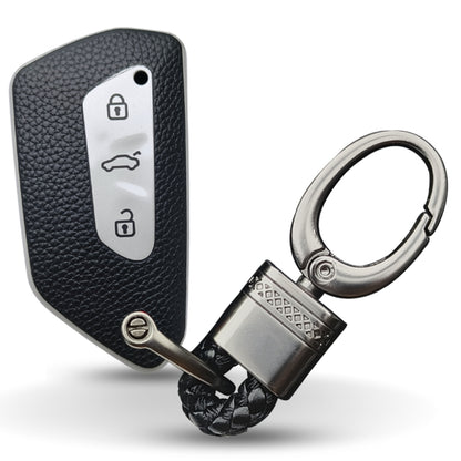 Skoda/ Volkswagen TPU (Artificial) Leather Key Cover with Keychain. (Type 4)