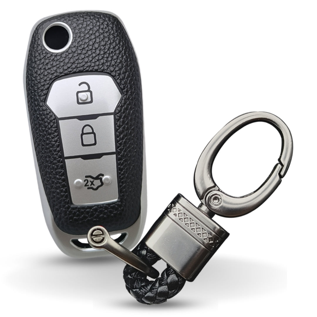 Ford TPU (Artificial) Leather Key Cover with Keychain. (Type 4)