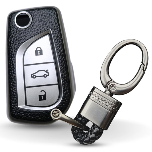 Toyota TPU (Artificial) Leather Key Cover with Keychain