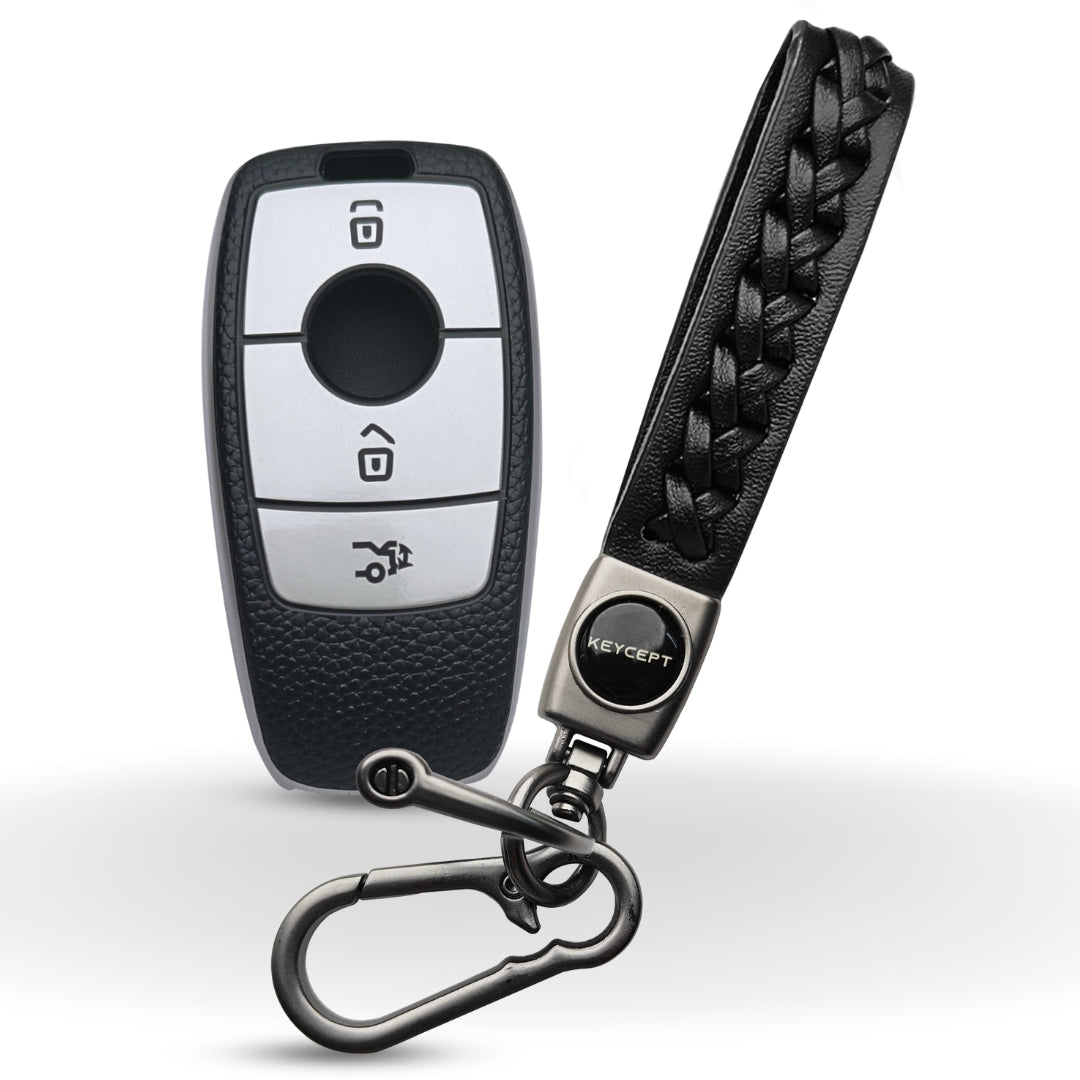 Mercedes Benz TPU (Artificial) Leather Key Cover with Keychain. (Type 5)