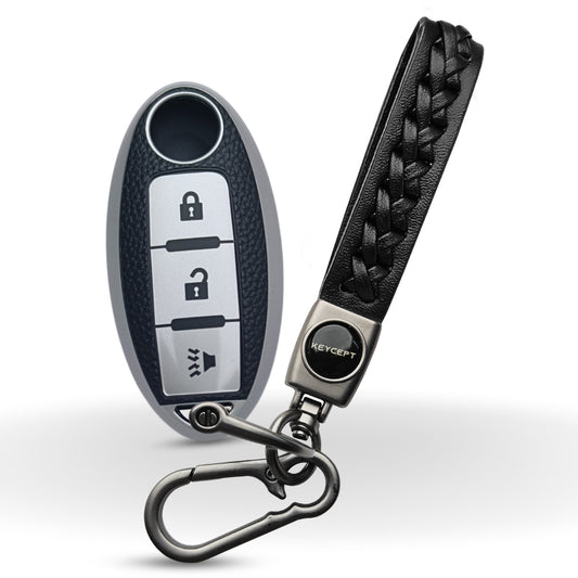 Nissan TPU (Artificial) Leather Key Cover with Keychain (Type 5)