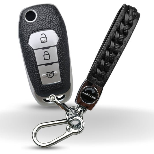 Ford TPU (Artificial) Leather Key Cover with Keychain. (Type 5)