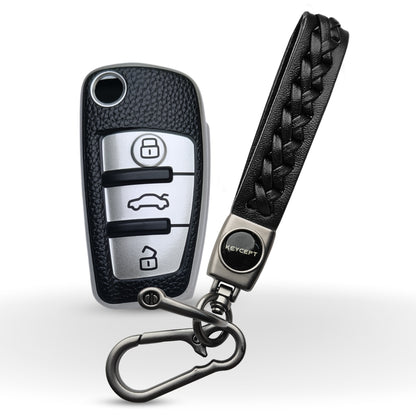 Audi TPU (Artificial) Leather Key Cover with Keychain. (Type 5)