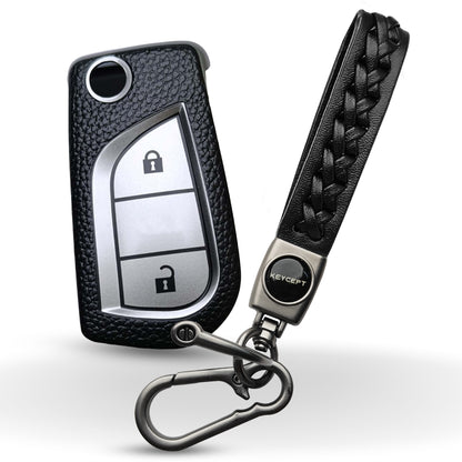 Toyota TPU (Artificial) Leather Key Cover with Keychain (Type 5)