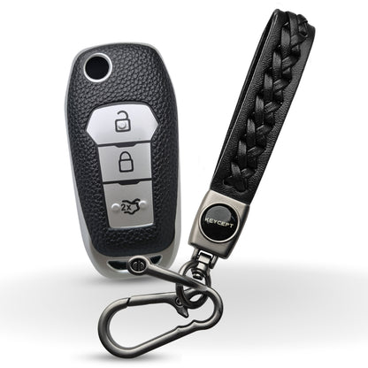 Ford TPU (Artificial) Leather Key Cover with Keychain. (Type 5)