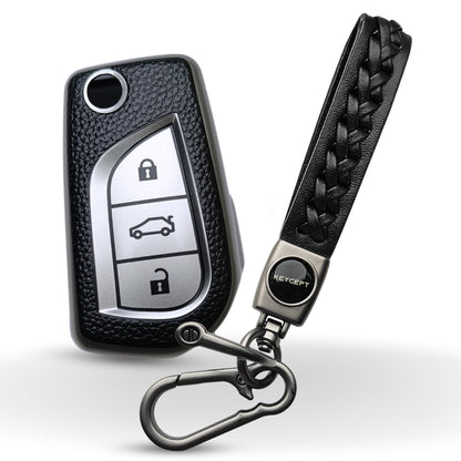 Toyota TPU (Artificial) Leather Key Cover with Keychain (Type 5)