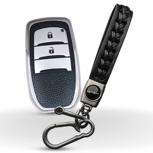 Toyota TPU (Artificial) Leather Key Cover with Keychain (Type 5)
