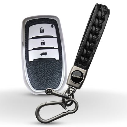 Toyota TPU (Artificial) Leather Key Cover with Keychain (Type 5)