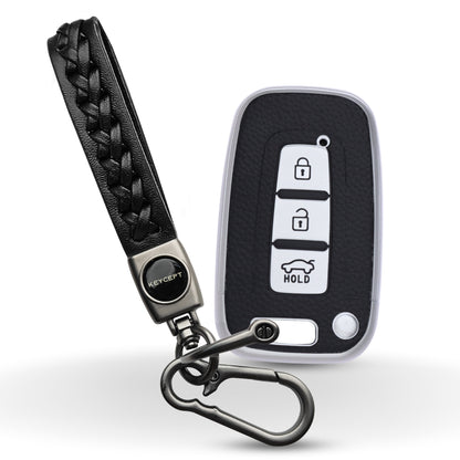 Hyundai TPU (Artificial) Leather Key Cover with Keychain. (Type 5)
