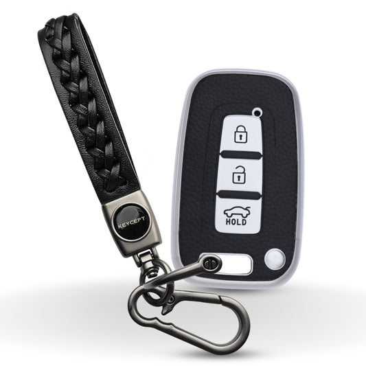 Hyundai TPU (Artificial) Leather Key Cover with Keychain. (Type 5)