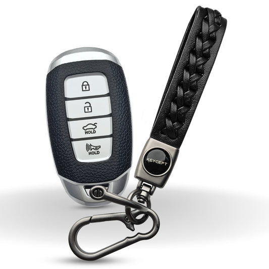 Hyundai TPU (Artificial) Leather Key Cover and Keychain. (Type 5)