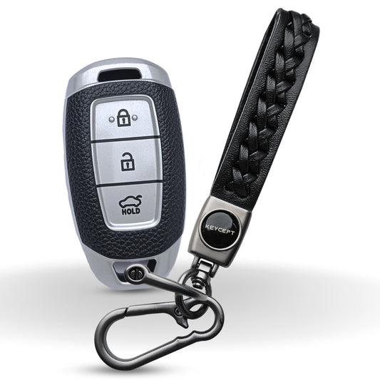 Hyundai TPU (Artificial) Leather Key Cover and Keychain. (Type 5)