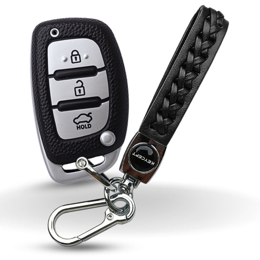 Hyundai TPU (Artificial) Leather Key Cover with Keychain (Type 5)