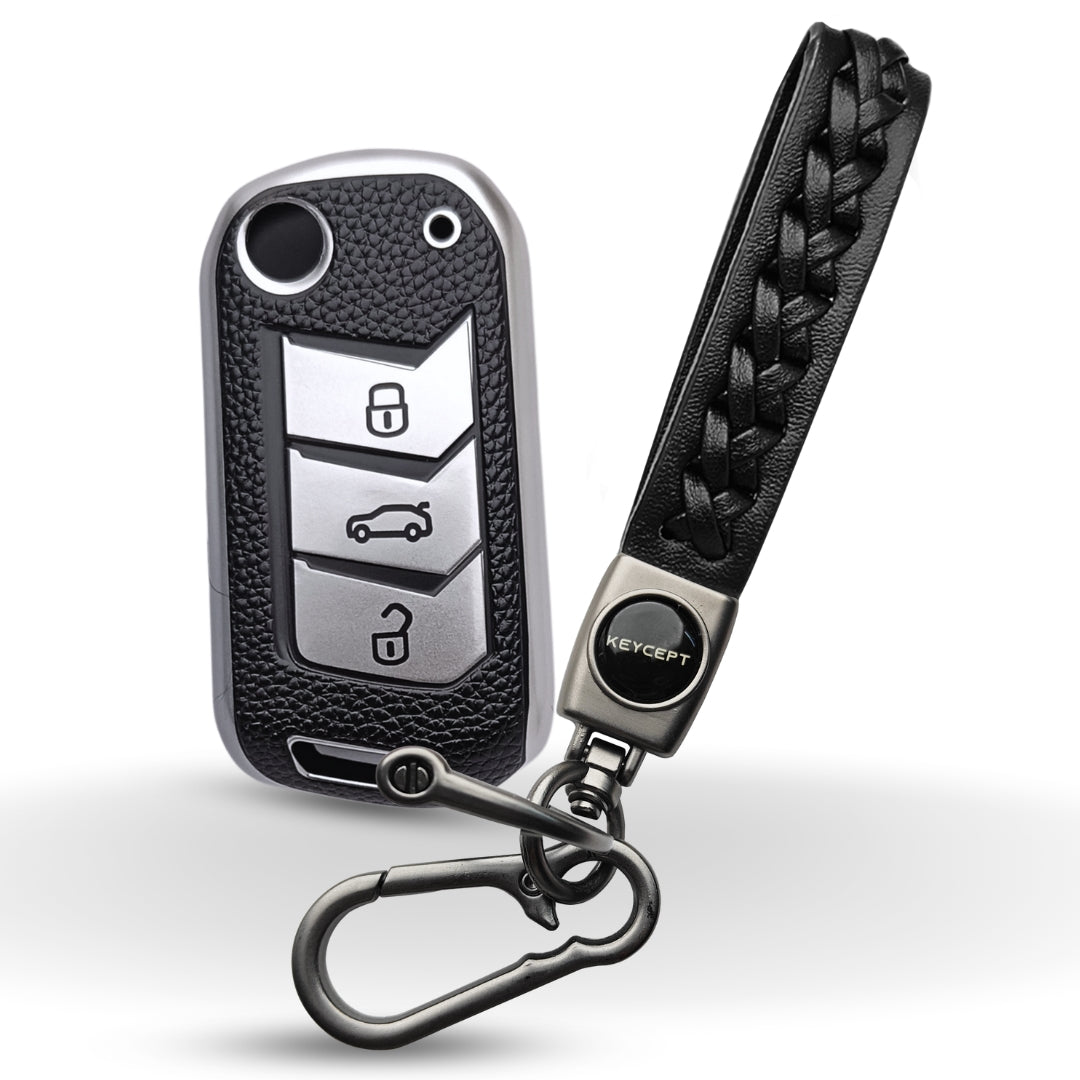 Mahindra TPU (Artificial) Leather Key Cover with Keychain. (Type 5)