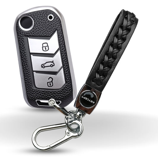 Mahindra TPU (Artificial) Leather Key Cover with Keychain. (Type 5)