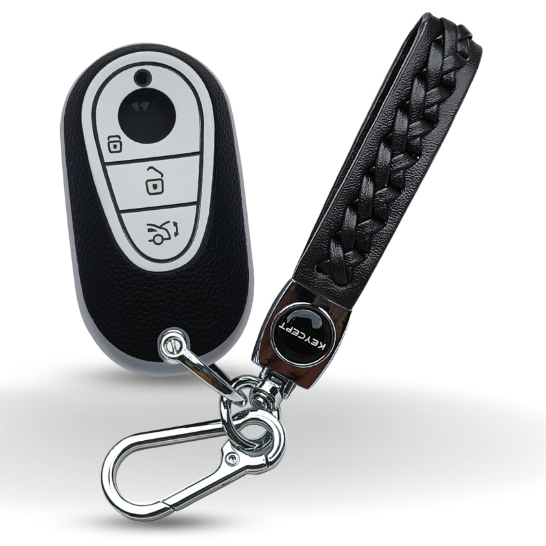 Mercedes Benz TPU (Artificial) Leather Key Cover with Keychain. (Type 5)