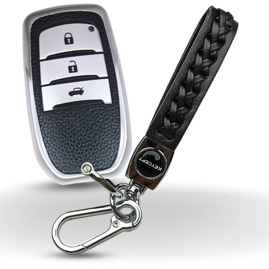 Toyota TPU (Artificial) Leather Key Cover with Keychain (Type 5)