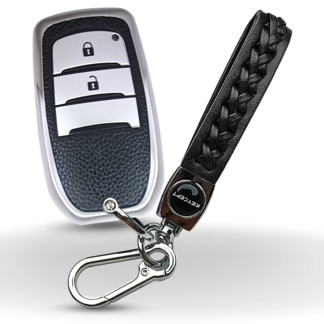 Toyota TPU (Artificial) Leather Key Cover with Keychain (Type 5)