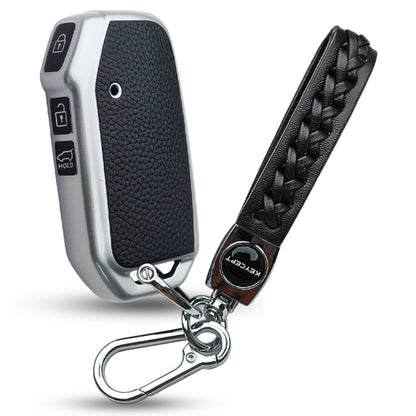 Kia TPU (Artificial) Leather Key Cover with Keychain. (Type 5)