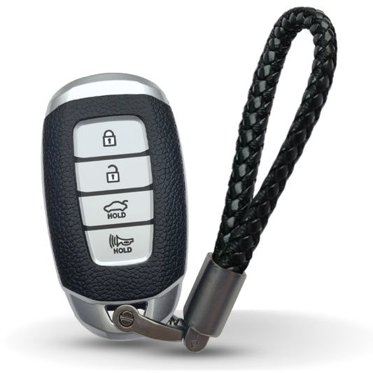 Hyundai TPU (Artificial) Leather Key Cover and Keychain. (Type 6)