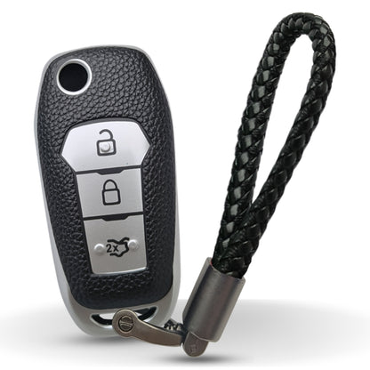 Ford TPU (Artificial) Leather Key Cover with Keychain. (Type 6)