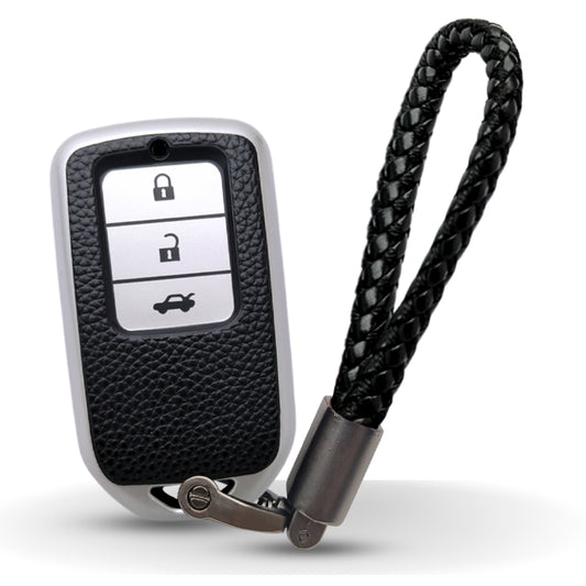 Honda TPU (Artificial) Leather Key Cover with Keychain. (Type 6)