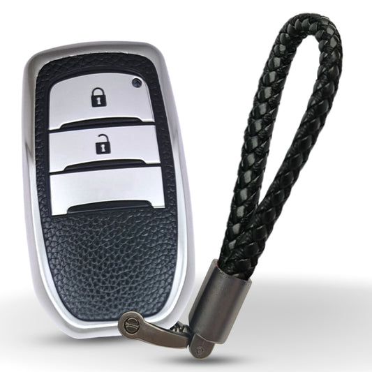 Toyota TPU (Artificial) Leather Key Cover with Keychain