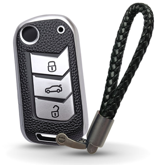 Mahindra TPU (Artificial) Leather Key Cover with Keychain. (Type 6)