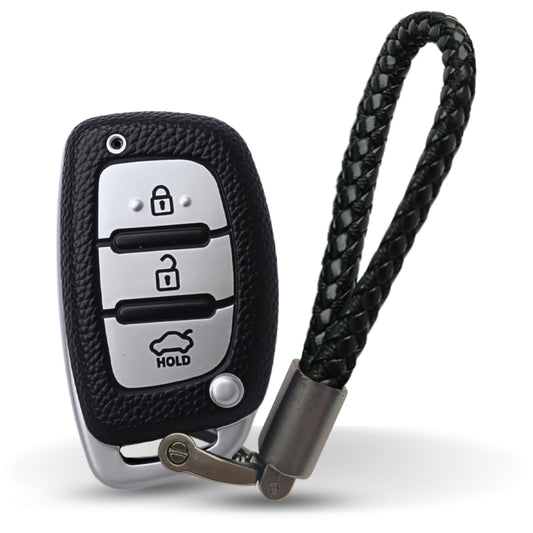 Hyundai TPU (Artificial) Leather Key Cover with Keychain (Type 6)