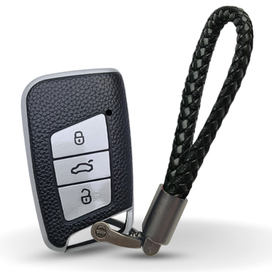 Skoda/Volkswagen TPU (Artificial) Leather Key Cover with Keychain. (Type 6)