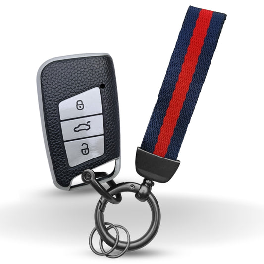 Skoda/Volkswagen TPU (Artificial) Leather Key Cover with Keychain. (Type 7)