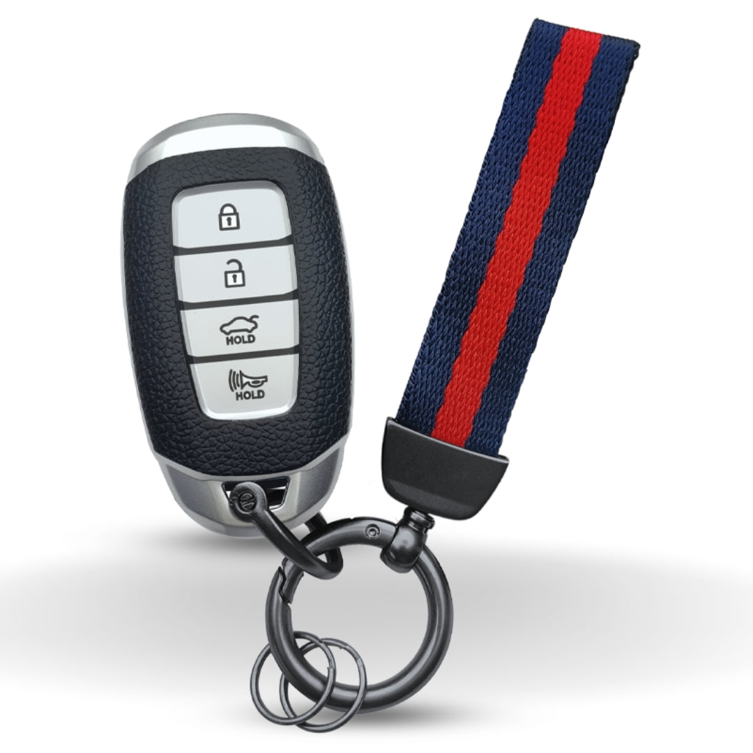 Hyundai TPU (Artificial) Leather Key Cover and Keychain. (Type 7)