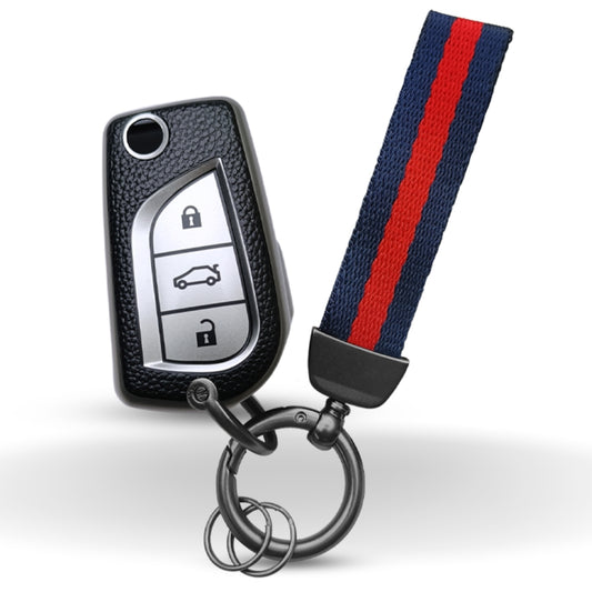 Toyota TPU (Artificial) Leather Key Cover with Keychain