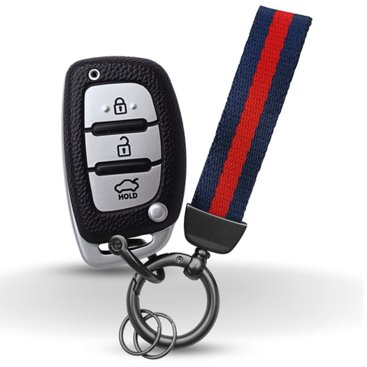 Hyundai TPU (Artificial) Leather Key Cover with Keychain. (Type 7)